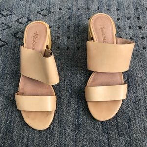 Madewell Tan Leather Block Heel Mule Sandals